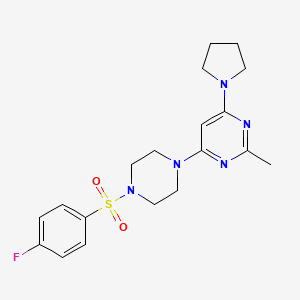 molecular formula C19H24FN5O2S B4753238 4-{4-[(4-fluorophenyl)sulfonyl]-1-piperazinyl}-2-methyl-6-(1-pyrrolidinyl)pyrimidine 