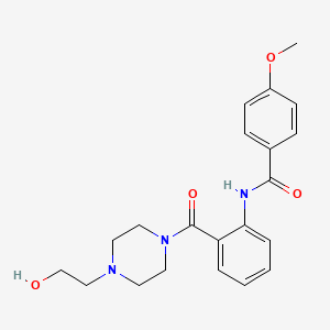 molecular formula C21H25N3O4 B4753248 N-(2-{[4-(2-hydroxyethyl)-1-piperazinyl]carbonyl}phenyl)-4-methoxybenzamide 