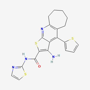 molecular formula C20H18N4OS3 B4753268 3-amino-N-1,3-thiazol-2-yl-4-(2-thienyl)-6,7,8,9-tetrahydro-5H-cyclohepta[b]thieno[3,2-e]pyridine-2-carboxamide 
