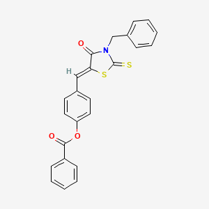 molecular formula C24H17NO3S2 B4753276 4-[(3-benzyl-4-oxo-2-thioxo-1,3-thiazolidin-5-ylidene)methyl]phenyl benzoate 