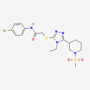 molecular formula C18H24BrN5O3S2 B4753285 N-(4-bromophenyl)-2-({4-ethyl-5-[1-(methylsulfonyl)-3-piperidinyl]-4H-1,2,4-triazol-3-yl}thio)acetamide 