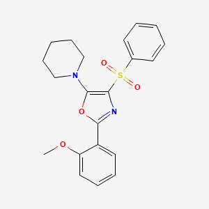 molecular formula C21H22N2O4S B4753301 1-[2-(2-methoxyphenyl)-4-(phenylsulfonyl)-1,3-oxazol-5-yl]piperidine 