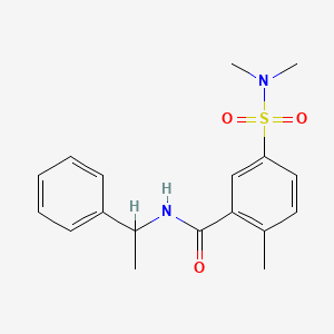 molecular formula C18H22N2O3S B4753311 5-[(dimethylamino)sulfonyl]-2-methyl-N-(1-phenylethyl)benzamide 