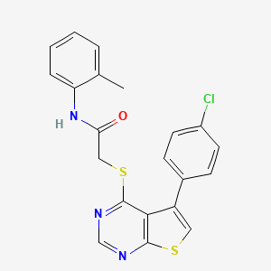 molecular formula C21H16ClN3OS2 B4753313 2-{[5-(4-chlorophenyl)thieno[2,3-d]pyrimidin-4-yl]thio}-N-(2-methylphenyl)acetamide 