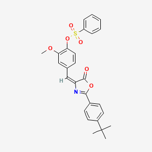 molecular formula C27H25NO6S B4753342 4-{[2-(4-tert-butylphenyl)-5-oxo-1,3-oxazol-4(5H)-ylidene]methyl}-2-methoxyphenyl benzenesulfonate 