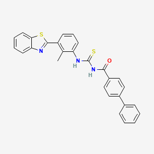 molecular formula C28H21N3OS2 B4753346 N-({[3-(1,3-benzothiazol-2-yl)-2-methylphenyl]amino}carbonothioyl)-4-biphenylcarboxamide 