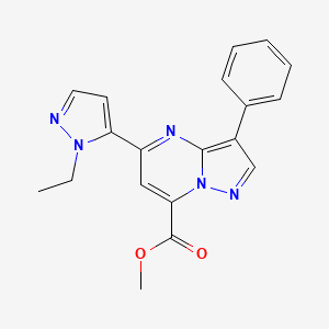 molecular formula C19H17N5O2 B4753372 methyl 5-(1-ethyl-1H-pyrazol-5-yl)-3-phenylpyrazolo[1,5-a]pyrimidine-7-carboxylate 