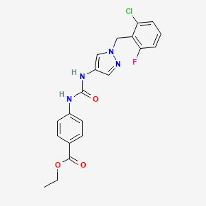 molecular formula C20H18ClFN4O3 B4753380 ethyl 4-[({[1-(2-chloro-6-fluorobenzyl)-1H-pyrazol-4-yl]amino}carbonyl)amino]benzoate 