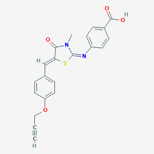 molecular formula C21H16N2O4S B475339 4-({3-Methyl-4-oxo-5-[4-(2-propynyloxy)benzylidene]-1,3-thiazolidin-2-ylidene}amino)benzoic acid CAS No. 443877-92-7