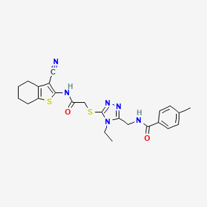 molecular formula C24H26N6O2S2 B4753397 N-{[5-({2-[(3-cyano-4,5,6,7-tetrahydro-1-benzothien-2-yl)amino]-2-oxoethyl}thio)-4-ethyl-4H-1,2,4-triazol-3-yl]methyl}-4-methylbenzamide 