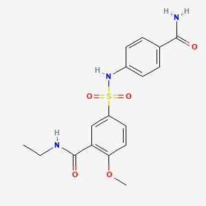 molecular formula C17H19N3O5S B4753421 5-({[4-(aminocarbonyl)phenyl]amino}sulfonyl)-N-ethyl-2-methoxybenzamide 