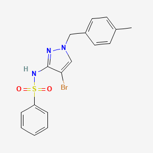 molecular formula C17H16BrN3O2S B4753437 N-[4-bromo-1-(4-methylbenzyl)-1H-pyrazol-3-yl]benzenesulfonamide 