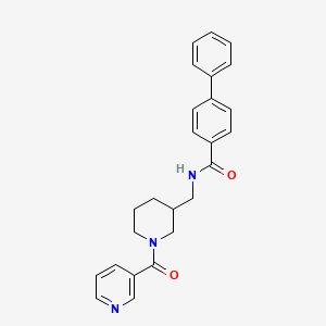 molecular formula C25H25N3O2 B4753453 N-{[1-(3-pyridinylcarbonyl)-3-piperidinyl]methyl}-4-biphenylcarboxamide 