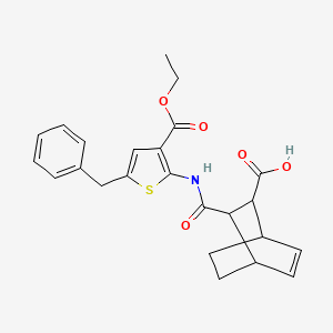 molecular formula C24H25NO5S B4753460 3-({[5-benzyl-3-(ethoxycarbonyl)-2-thienyl]amino}carbonyl)bicyclo[2.2.2]oct-5-ene-2-carboxylic acid 