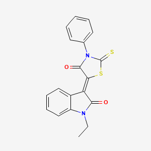 molecular formula C19H14N2O2S2 B4753462 1-ethyl-3-(4-oxo-3-phenyl-2-thioxo-1,3-thiazolidin-5-ylidene)-1,3-dihydro-2H-indol-2-one 