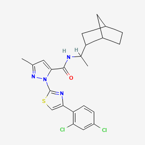 molecular formula C23H24Cl2N4OS B4753473 N-(1-bicyclo[2.2.1]hept-2-ylethyl)-1-[4-(2,4-dichlorophenyl)-1,3-thiazol-2-yl]-3-methyl-1H-pyrazole-5-carboxamide 