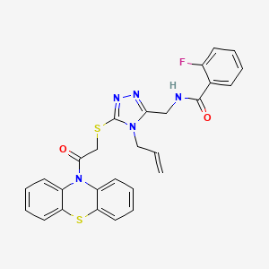 molecular formula C27H22FN5O2S2 B4753586 N-[(4-allyl-5-{[2-oxo-2-(10H-phenothiazin-10-yl)ethyl]thio}-4H-1,2,4-triazol-3-yl)methyl]-2-fluorobenzamide 