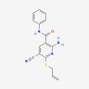 molecular formula C16H14N4OS B4753590 6-(allylthio)-2-amino-5-cyano-N-phenylnicotinamide 