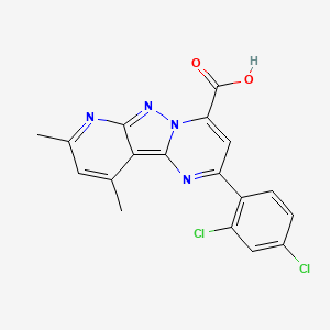 molecular formula C18H12Cl2N4O2 B4753602 2-(2,4-dichlorophenyl)-8,10-dimethylpyrido[2',3':3,4]pyrazolo[1,5-a]pyrimidine-4-carboxylic acid 