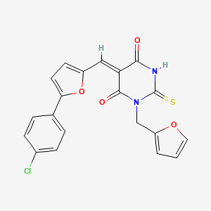 molecular formula C20H13ClN2O4S B4753604 5-{[5-(4-chlorophenyl)-2-furyl]methylene}-1-(2-furylmethyl)-2-thioxodihydro-4,6(1H,5H)-pyrimidinedione 