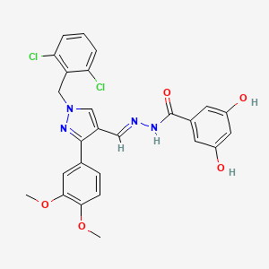 molecular formula C26H22Cl2N4O5 B4753619 N'-{[1-(2,6-dichlorobenzyl)-3-(3,4-dimethoxyphenyl)-1H-pyrazol-4-yl]methylene}-3,5-dihydroxybenzohydrazide 