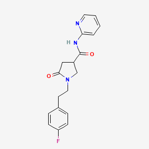 molecular formula C18H18FN3O2 B4753666 1-[2-(4-fluorophenyl)ethyl]-5-oxo-N-2-pyridinyl-3-pyrrolidinecarboxamide 