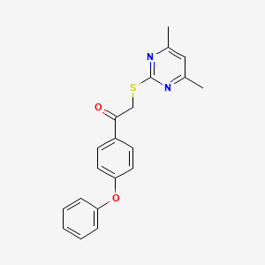 molecular formula C20H18N2O2S B4753680 2-[(4,6-dimethyl-2-pyrimidinyl)thio]-1-(4-phenoxyphenyl)ethanone 