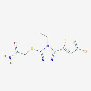 molecular formula C10H11BrN4OS2 B4753685 2-{[5-(4-bromo-2-thienyl)-4-ethyl-4H-1,2,4-triazol-3-yl]thio}acetamide 