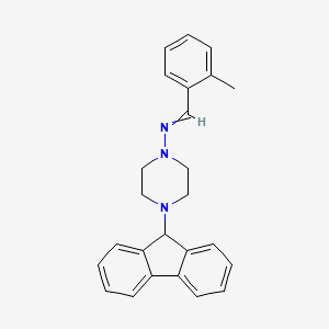 molecular formula C25H25N3 B4753694 4-(9H-fluoren-9-yl)-N-(2-methylbenzylidene)-1-piperazinamine 