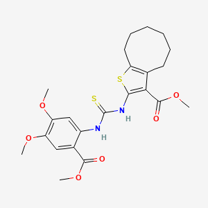 molecular formula C23H28N2O6S2 B4753698 methyl 2-[({[4,5-dimethoxy-2-(methoxycarbonyl)phenyl]amino}carbonothioyl)amino]-4,5,6,7,8,9-hexahydrocycloocta[b]thiophene-3-carboxylate 