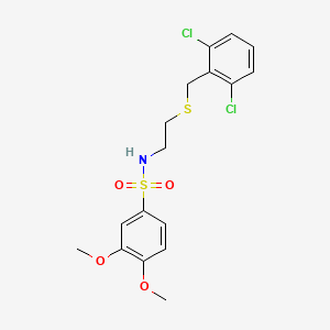 molecular formula C17H19Cl2NO4S2 B4753705 N-{2-[(2,6-dichlorobenzyl)thio]ethyl}-3,4-dimethoxybenzenesulfonamide 