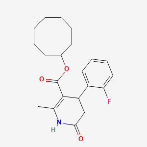 molecular formula C21H26FNO3 B4753706 cyclooctyl 4-(2-fluorophenyl)-2-methyl-6-oxo-1,4,5,6-tetrahydro-3-pyridinecarboxylate 