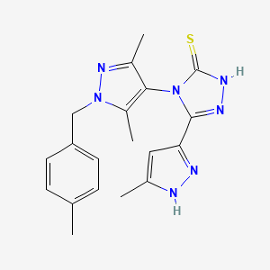 molecular formula C19H21N7S B4753796 4-[3,5-dimethyl-1-(4-methylbenzyl)-1H-pyrazol-4-yl]-5-(5-methyl-1H-pyrazol-3-yl)-4H-1,2,4-triazole-3-thiol 