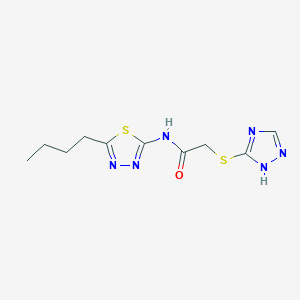 molecular formula C10H14N6OS2 B4753799 N-(5-butyl-1,3,4-thiadiazol-2-yl)-2-(4H-1,2,4-triazol-3-ylthio)acetamide 