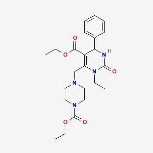 molecular formula C23H32N4O5 B4753889 ethyl 6-{[4-(ethoxycarbonyl)-1-piperazinyl]methyl}-1-ethyl-2-oxo-4-phenyl-1,2,3,4-tetrahydro-5-pyrimidinecarboxylate 