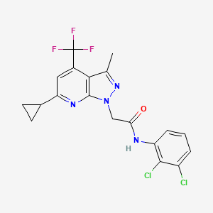 molecular formula C19H15Cl2F3N4O B4753896 2-[6-cyclopropyl-3-methyl-4-(trifluoromethyl)-1H-pyrazolo[3,4-b]pyridin-1-yl]-N-(2,3-dichlorophenyl)acetamide 