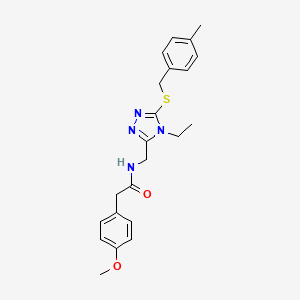 molecular formula C22H26N4O2S B4753919 N-({4-ethyl-5-[(4-methylbenzyl)thio]-4H-1,2,4-triazol-3-yl}methyl)-2-(4-methoxyphenyl)acetamide 