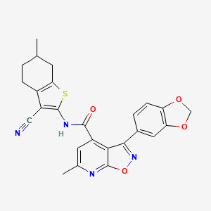 molecular formula C25H20N4O4S B4753972 3-(1,3-benzodioxol-5-yl)-N-(3-cyano-6-methyl-4,5,6,7-tetrahydro-1-benzothien-2-yl)-6-methylisoxazolo[5,4-b]pyridine-4-carboxamide 