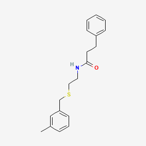 molecular formula C19H23NOS B4753996 N-{2-[(3-methylbenzyl)thio]ethyl}-3-phenylpropanamide 