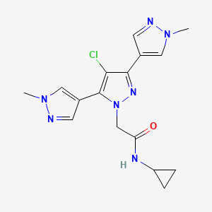 molecular formula C16H18ClN7O B4754058 2-(4'-chloro-1,1''-dimethyl-1H,1'H,1''H-4,3':5',4''-terpyrazol-1'-yl)-N-cyclopropylacetamide 