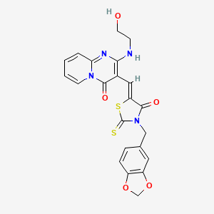 3-{[3-(1,3-benzodioxol-5-ylmethyl)-4-oxo-2-thioxo-1,3-thiazolidin-5-ylidene]methyl}-2-[(2-hydroxyethyl)amino]-4H-pyrido[1,2-a]pyrimidin-4-one