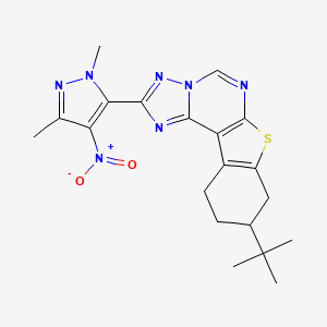 molecular formula C20H23N7O2S B4754152 9-tert-butyl-2-(1,3-dimethyl-4-nitro-1H-pyrazol-5-yl)-8,9,10,11-tetrahydro[1]benzothieno[3,2-e][1,2,4]triazolo[1,5-c]pyrimidine 