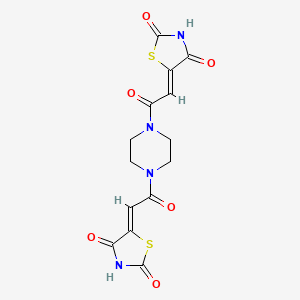 molecular formula C14H12N4O6S2 B4754242 5,5'-[1,4-piperazinediylbis(2-oxo-2-ethyl-1-ylidene)]bis(1,3-thiazolidine-2,4-dione) 