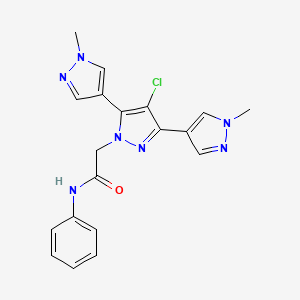 molecular formula C19H18ClN7O B4754254 2-(4'-chloro-1,1''-dimethyl-1H,1'H,1''H-4,3':5',4''-terpyrazol-1'-yl)-N-phenylacetamide 
