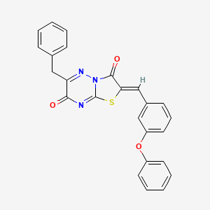 molecular formula C25H17N3O3S B4754351 6-benzyl-2-(3-phenoxybenzylidene)-7H-[1,3]thiazolo[3,2-b][1,2,4]triazine-3,7(2H)-dione 