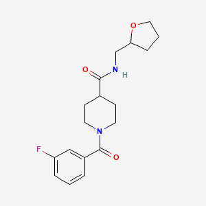molecular formula C18H23FN2O3 B4754356 1-(3-fluorobenzoyl)-N-(tetrahydro-2-furanylmethyl)-4-piperidinecarboxamide 