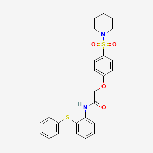 molecular formula C25H26N2O4S2 B4754407 N-[2-(phenylthio)phenyl]-2-[4-(1-piperidinylsulfonyl)phenoxy]acetamide 