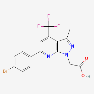 molecular formula C16H11BrF3N3O2 B4754413 [6-(4-bromophenyl)-3-methyl-4-(trifluoromethyl)-1H-pyrazolo[3,4-b]pyridin-1-yl]acetic acid 