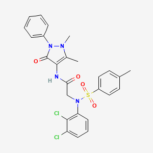 molecular formula C26H24Cl2N4O4S B4754425 N~2~-(2,3-dichlorophenyl)-N~1~-(1,5-dimethyl-3-oxo-2-phenyl-2,3-dihydro-1H-pyrazol-4-yl)-N~2~-[(4-methylphenyl)sulfonyl]glycinamide 