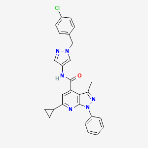 molecular formula C27H23ClN6O B4754438 N-[1-(4-chlorobenzyl)-1H-pyrazol-4-yl]-6-cyclopropyl-3-methyl-1-phenyl-1H-pyrazolo[3,4-b]pyridine-4-carboxamide 